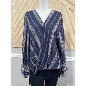ELAN Wrap High Low Boho Long Sleeve Top - Size L